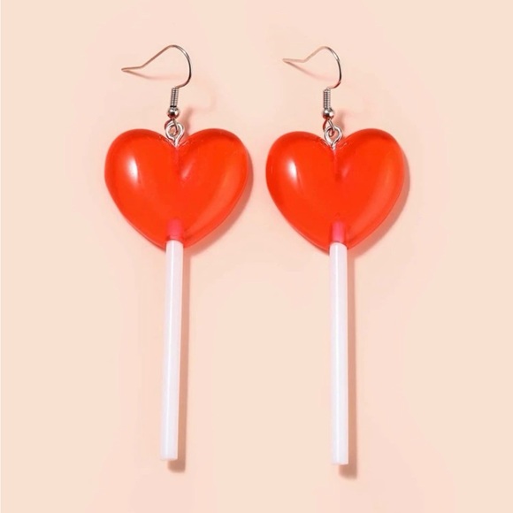Heart Drop Earrings - Picture 3 of 5